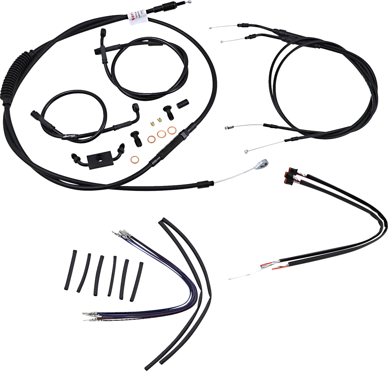 Burly Brand Black Vinyl Handlebar Cable/Line Kit for Ape Hangers