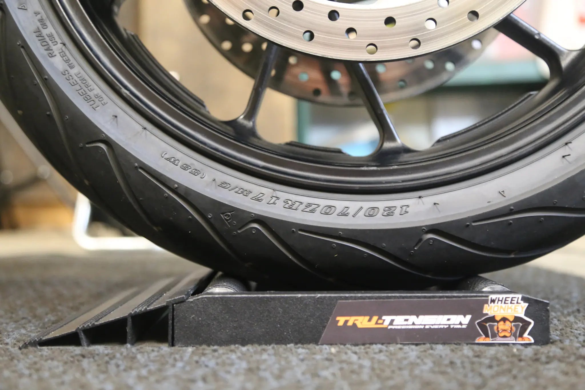 Tru-Tension Wheel Monkey Wheel Roller for Motorcycle Maintenance