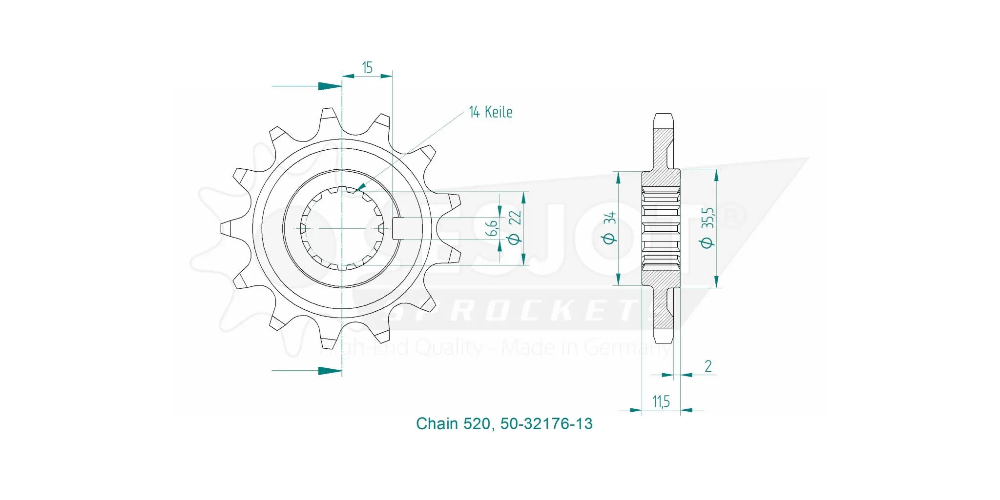 Esjot 520 Front Sprocket - High-quality Steel