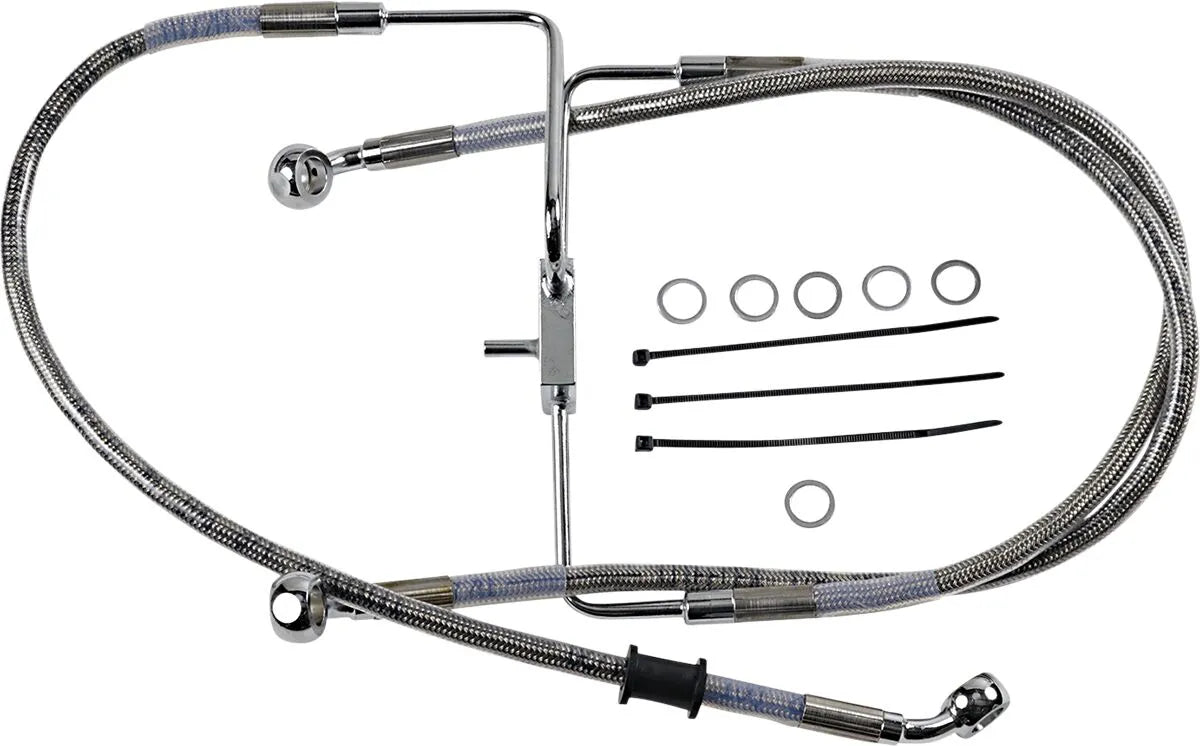 Drag Specialties Extended Brake Line 33" Stainless Steel Front
