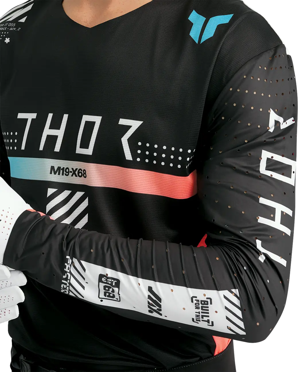 Thor Sportmode Synth Jersey - Black/White/Turquoise/Coral
