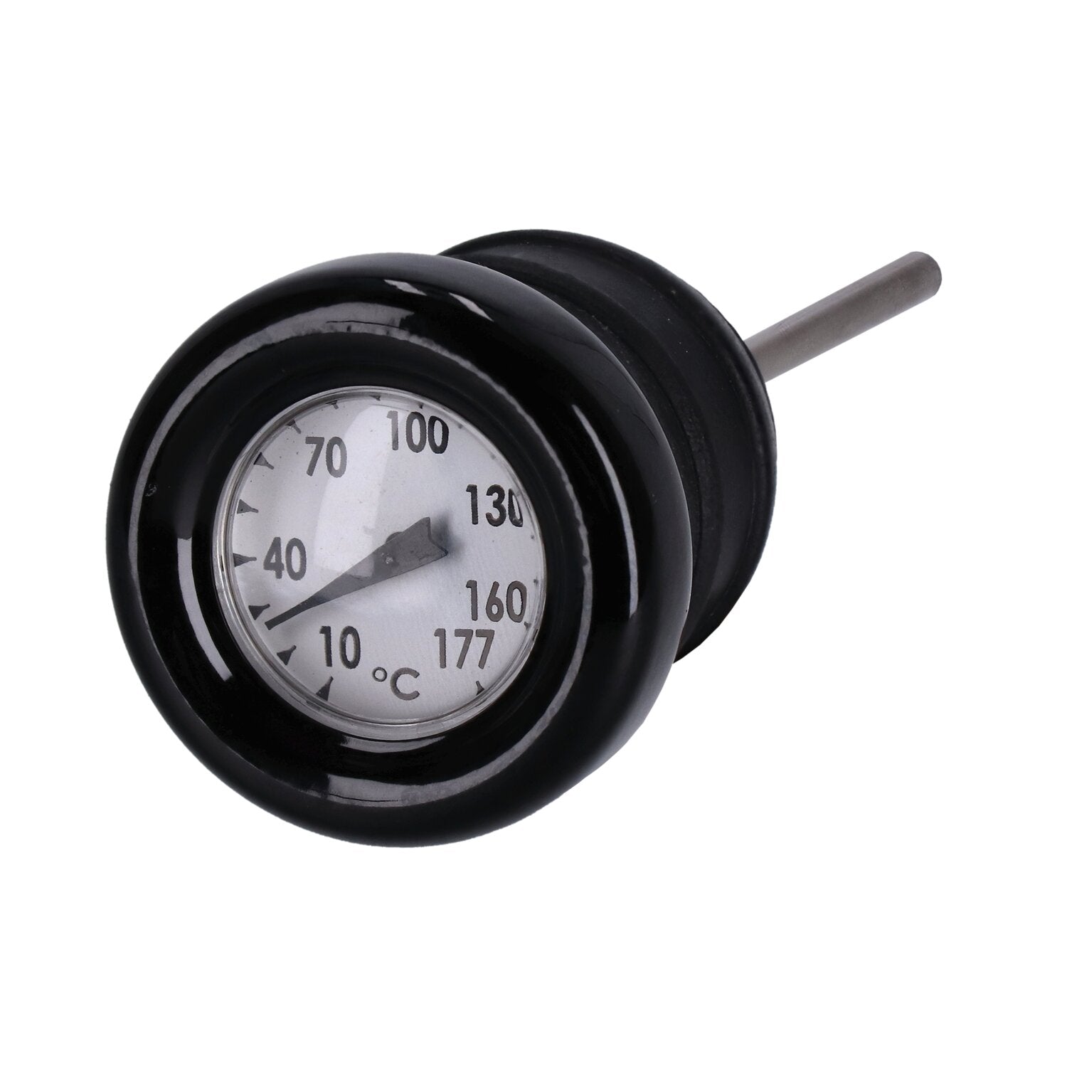 MCS Oil tank dipstick with temperature gauge - Black w/white face