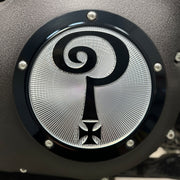 Indian Larry Motorcycles Indian Larry 'Question Mark' derby cover - Gloss black/clear
