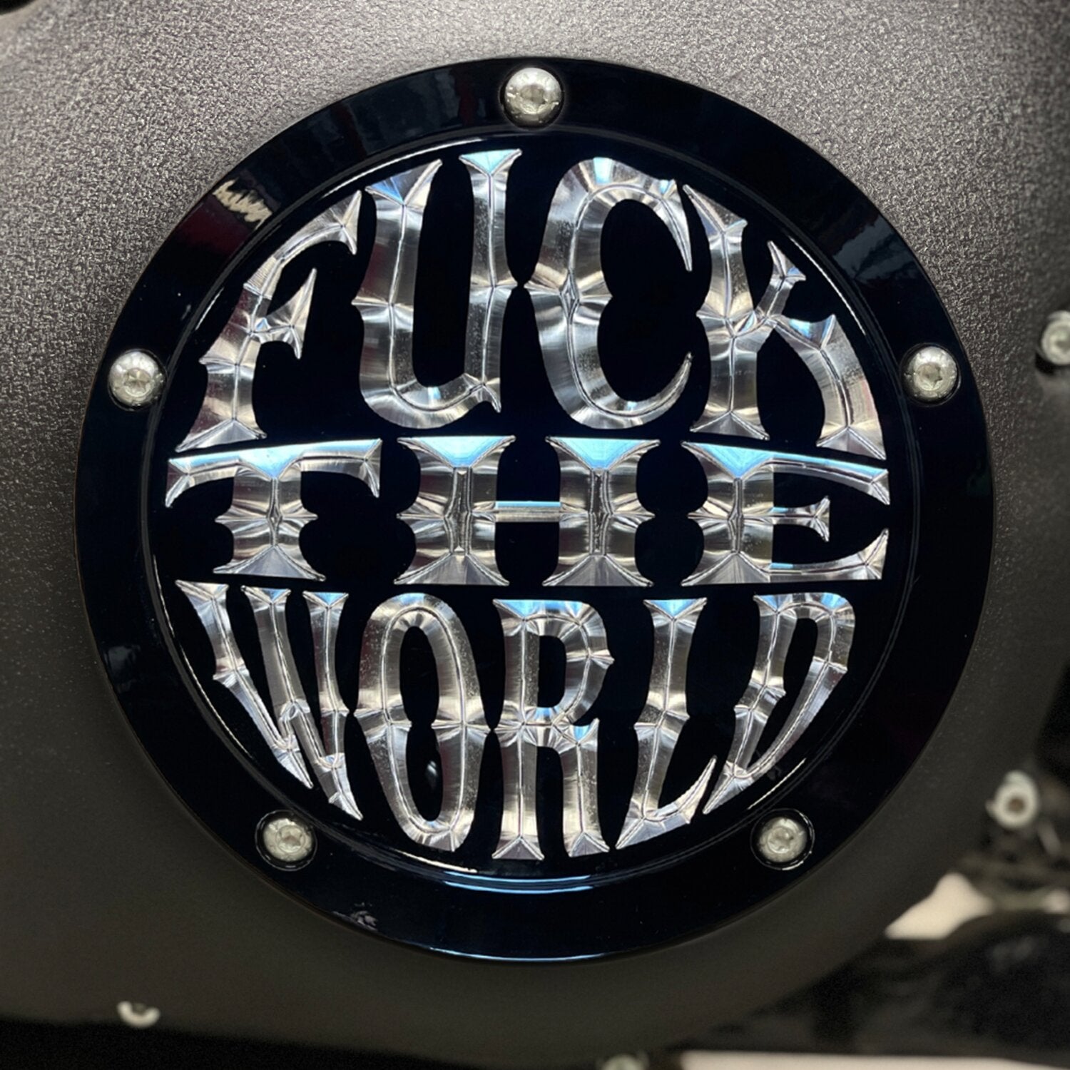 Indian Larry Motorcycles Indian Larry 'FTW' derby cover - Gloss black/clear