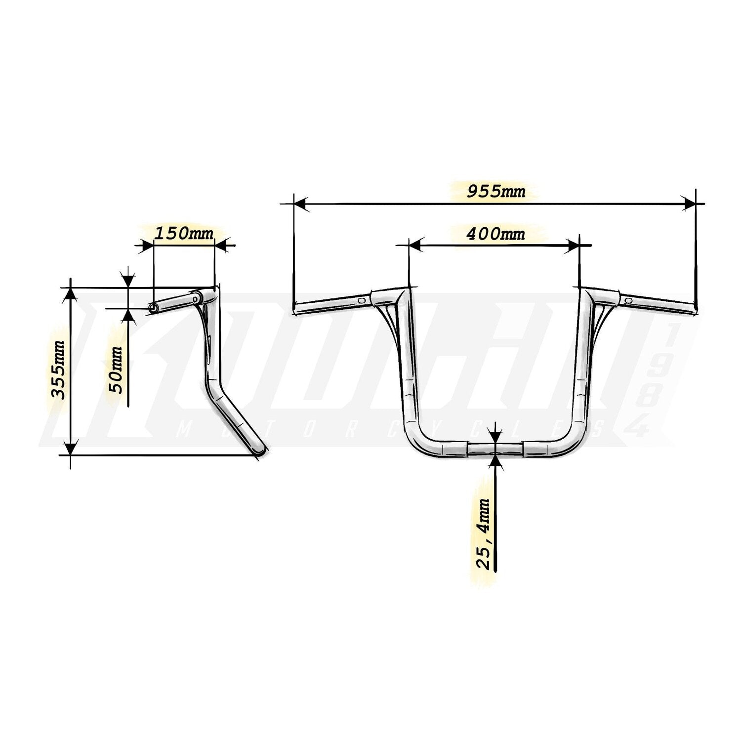 Kodlin Flow-bar bagger handlebar 36cm high - Black