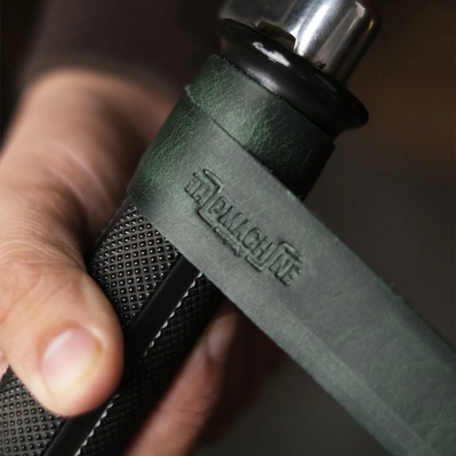Trip Machine leather handlebar grip wraps - Forest Green