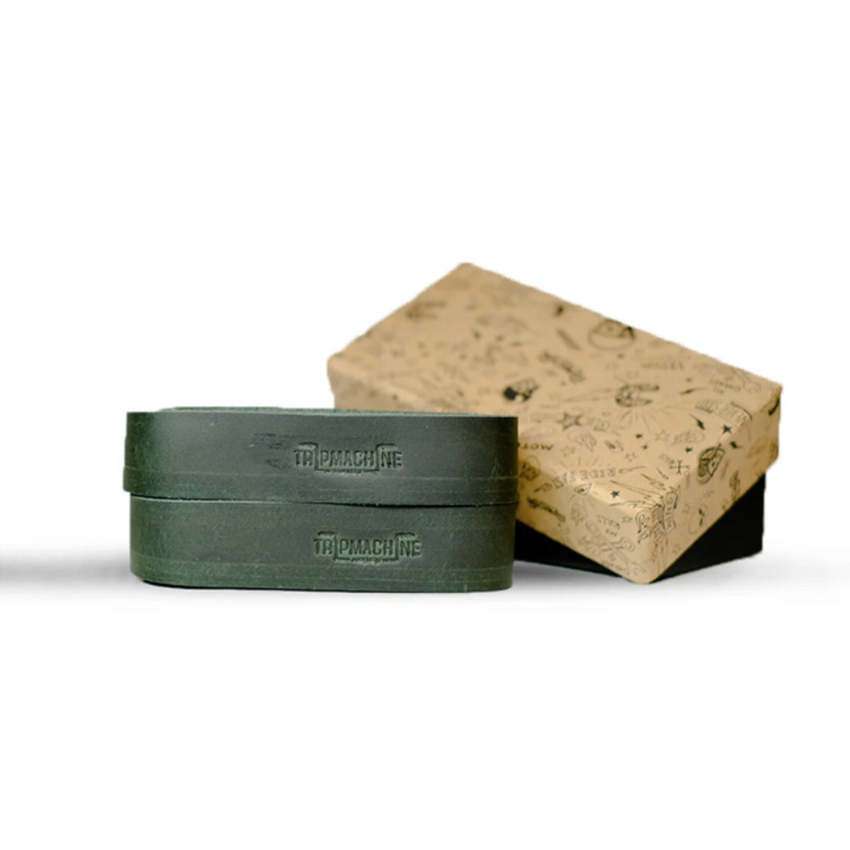 Trip Machine leather handlebar grip wraps - Forest Green
