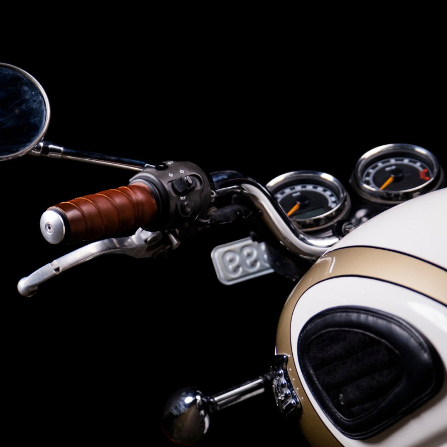 Trip Machine leather handlebar grip wraps - Dark Tan Cognac