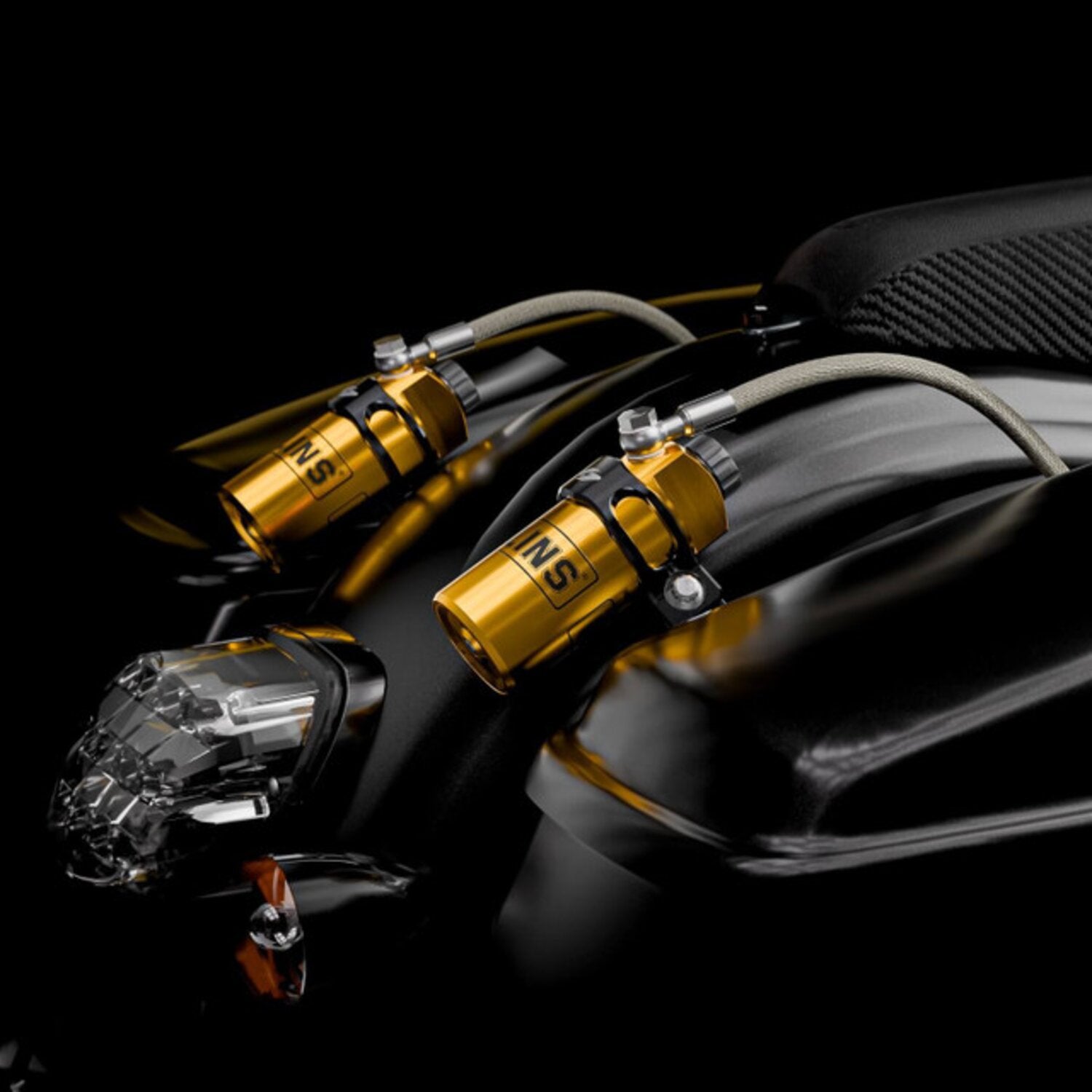 Kraus Remote Reservoir Mounts for Öhlins - Black anodized