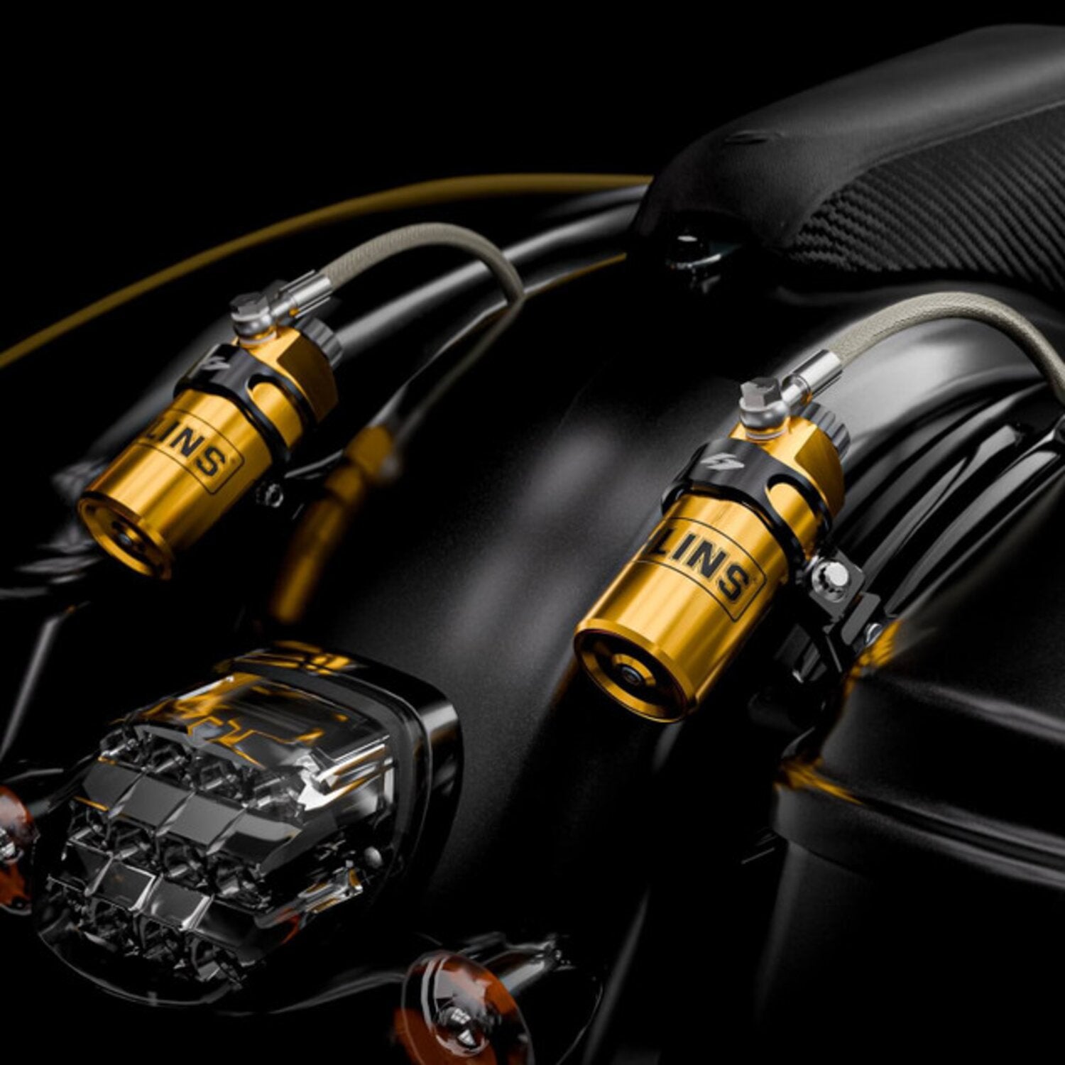 Kraus Remote Reservoir Mounts for Öhlins - Black anodized