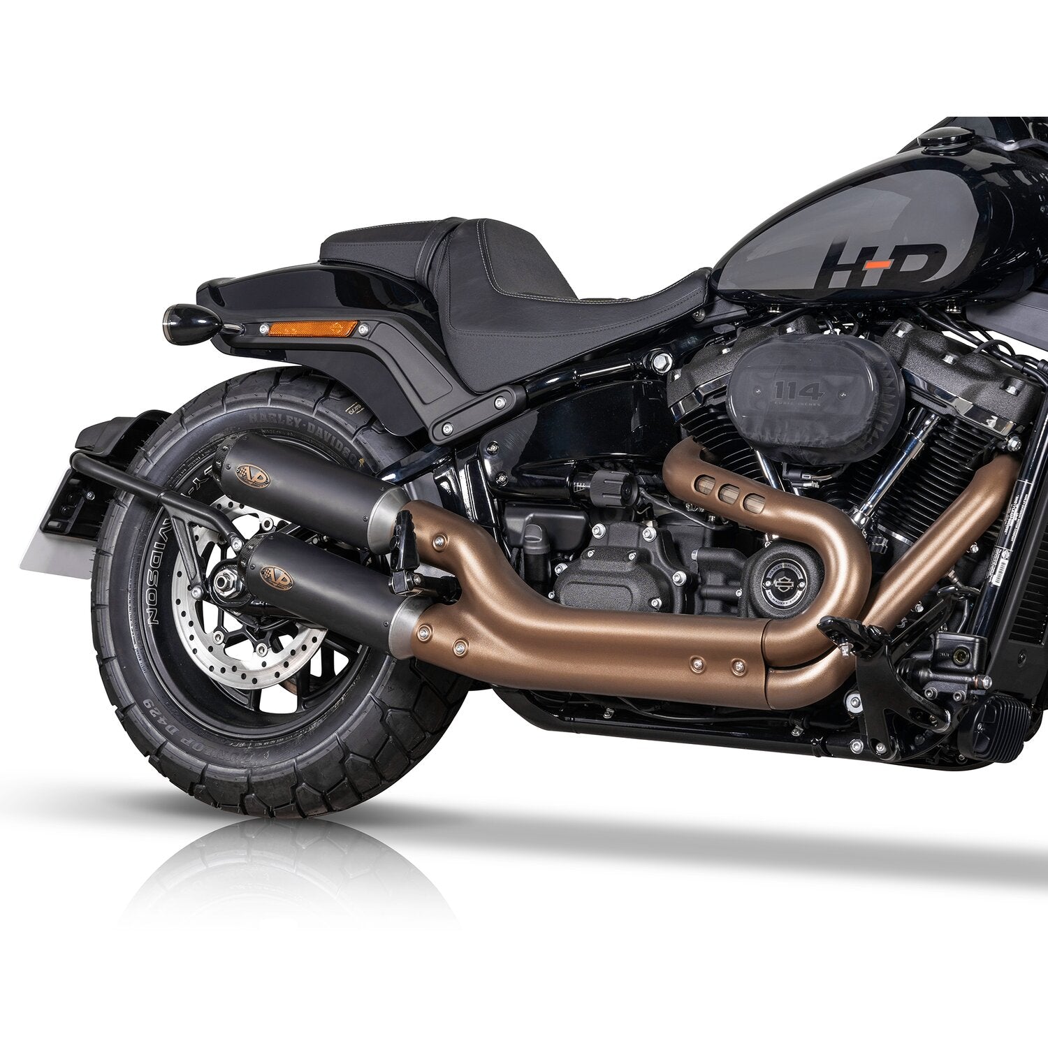 V Performance 'Tracker' slip-on muffler set Fat Bob - Black
