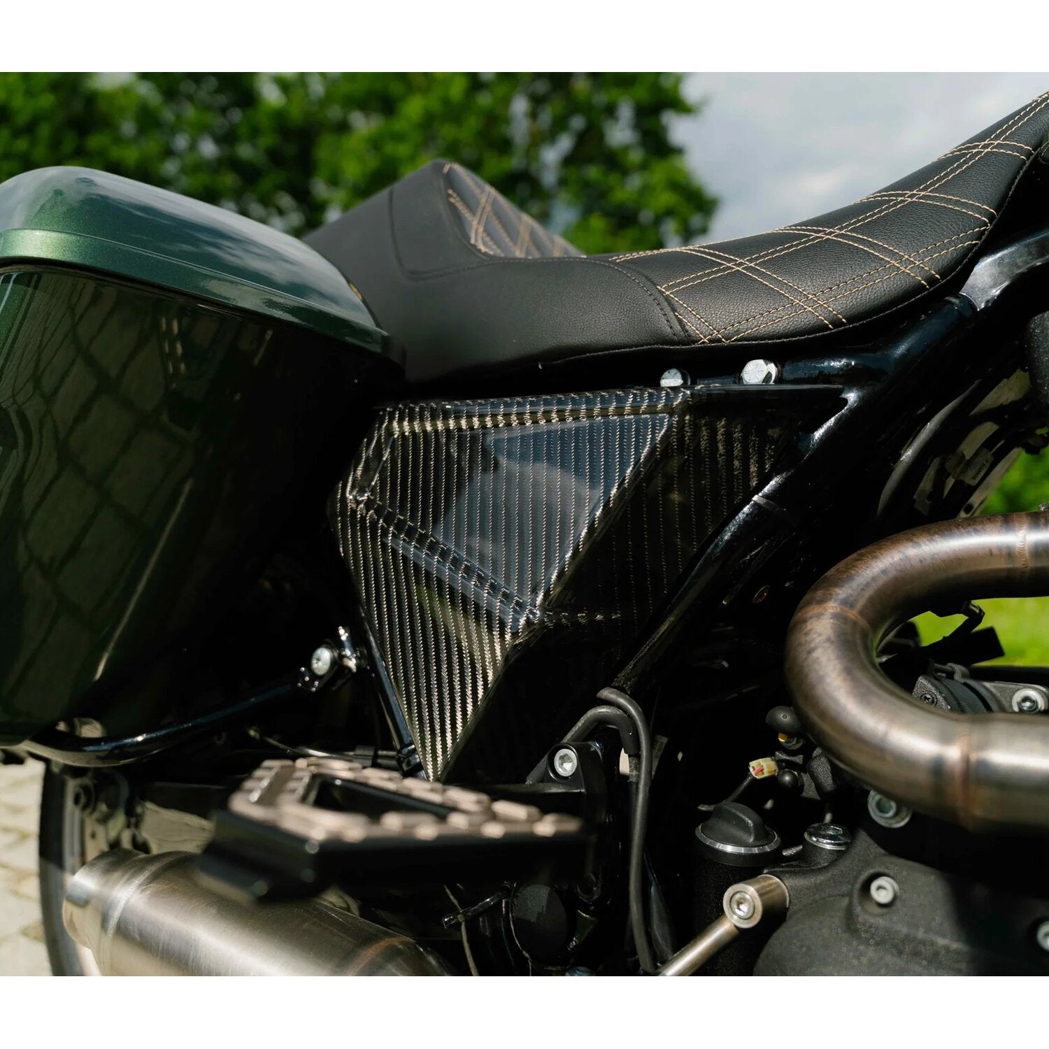 Tommy & Sons FXR style carbon side cover set - Woven