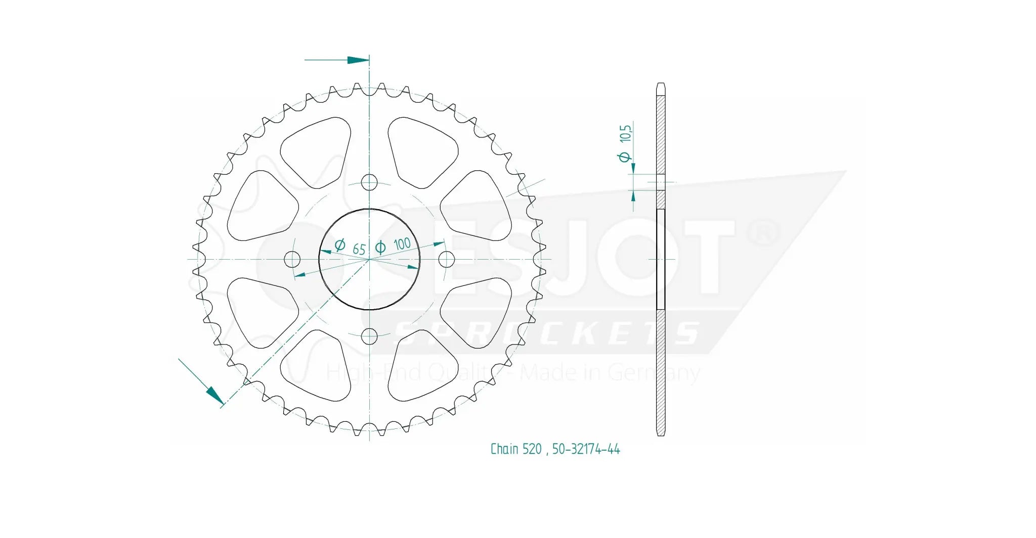 Esjot 520 Sprocket - Rear - High-strength Steel