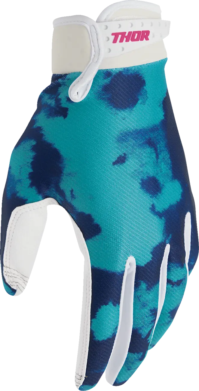 Thor Launchmode Bleach Mx Gloves - Aqua/White/Dark Blue