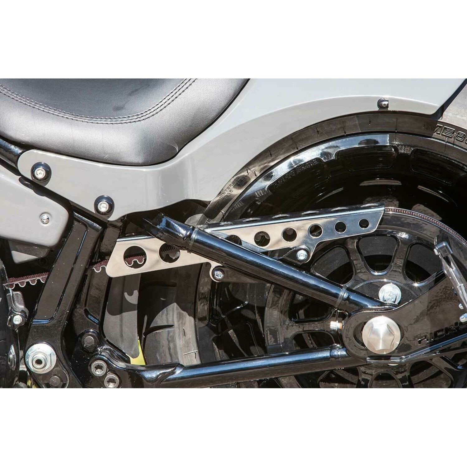 Rick's Motorcycles belt guard Round holes - Polished
