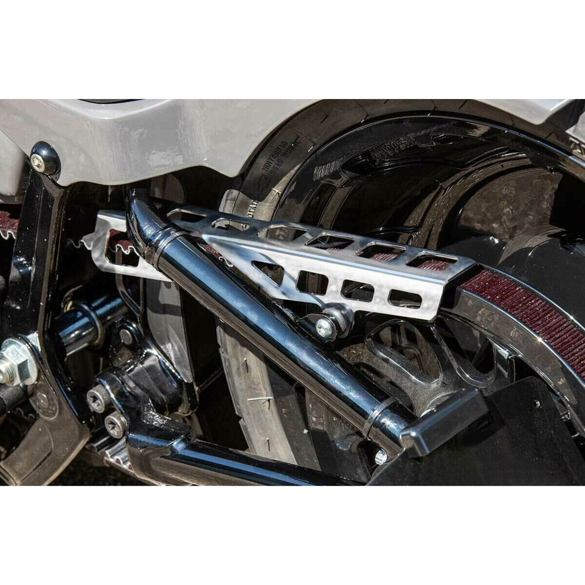 Rick's Motorcycles belt guard square holes - Polished