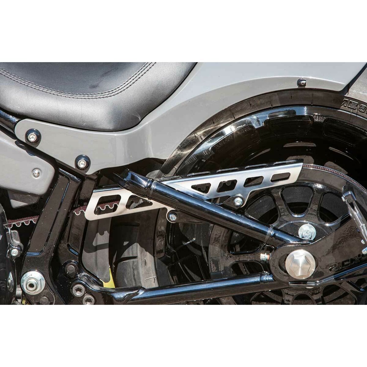 Rick's Motorcycles belt guard square holes - Polished