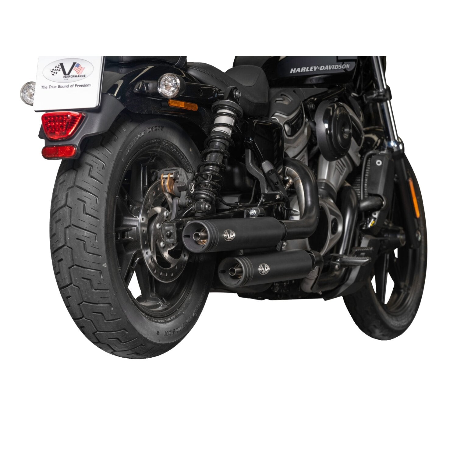 V Performance 2-2 exhaust system - Double Ring end caps - Bla