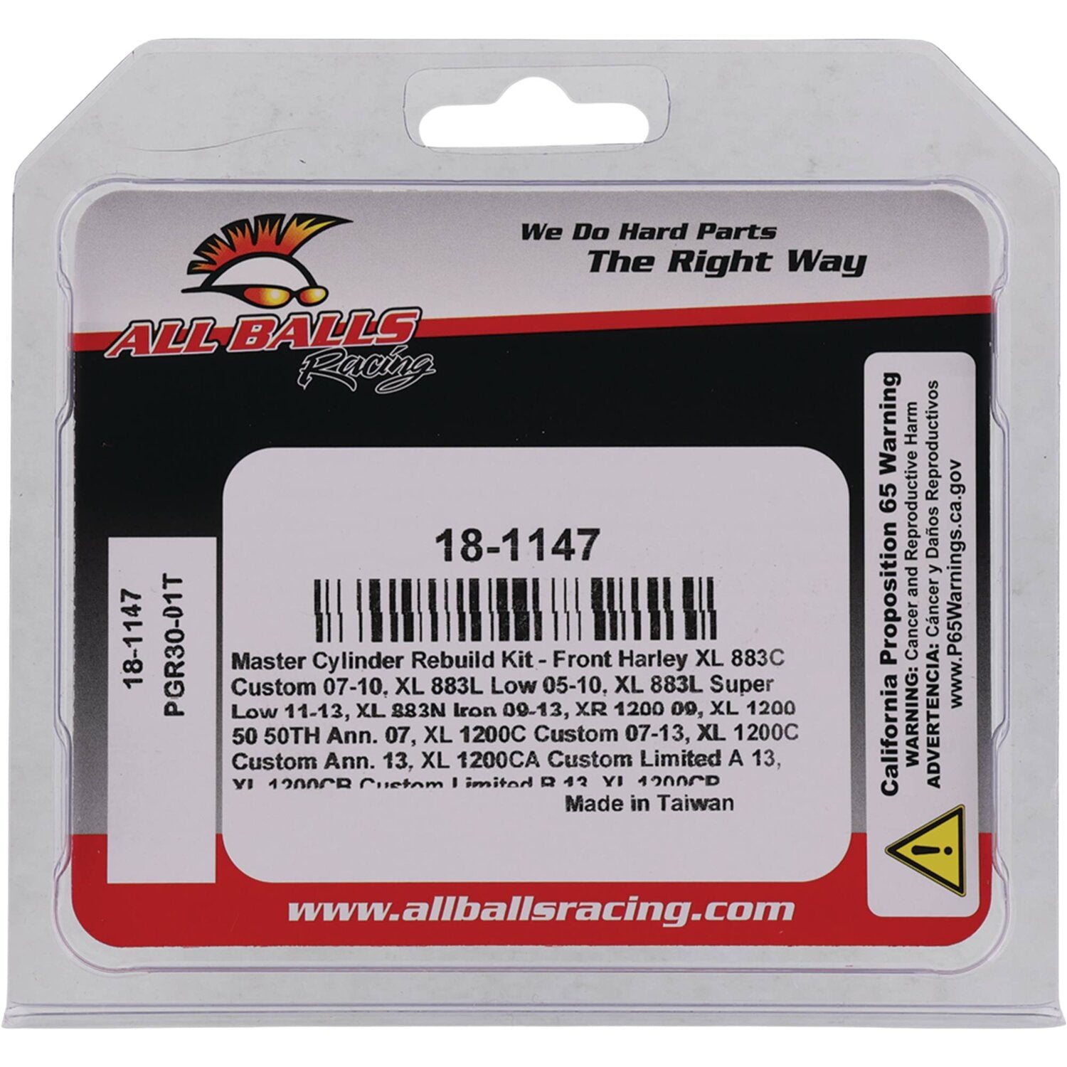 All Balls master cylinder rebuild kit - Front - Single disc