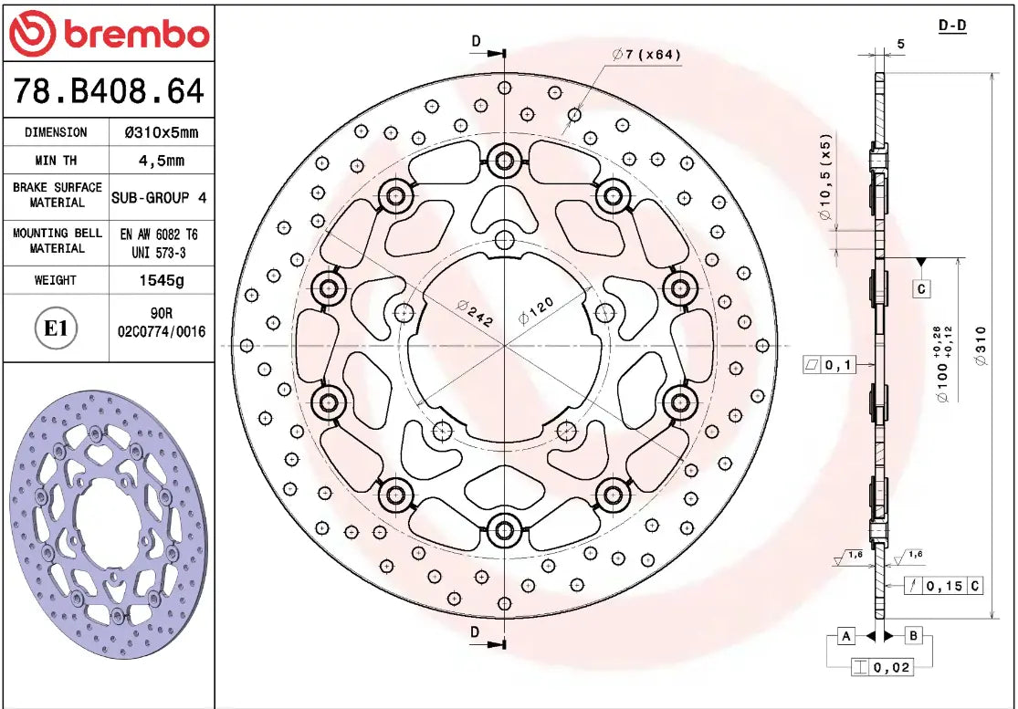 Brembo Serie Oro Floating Brake Rotor - Front