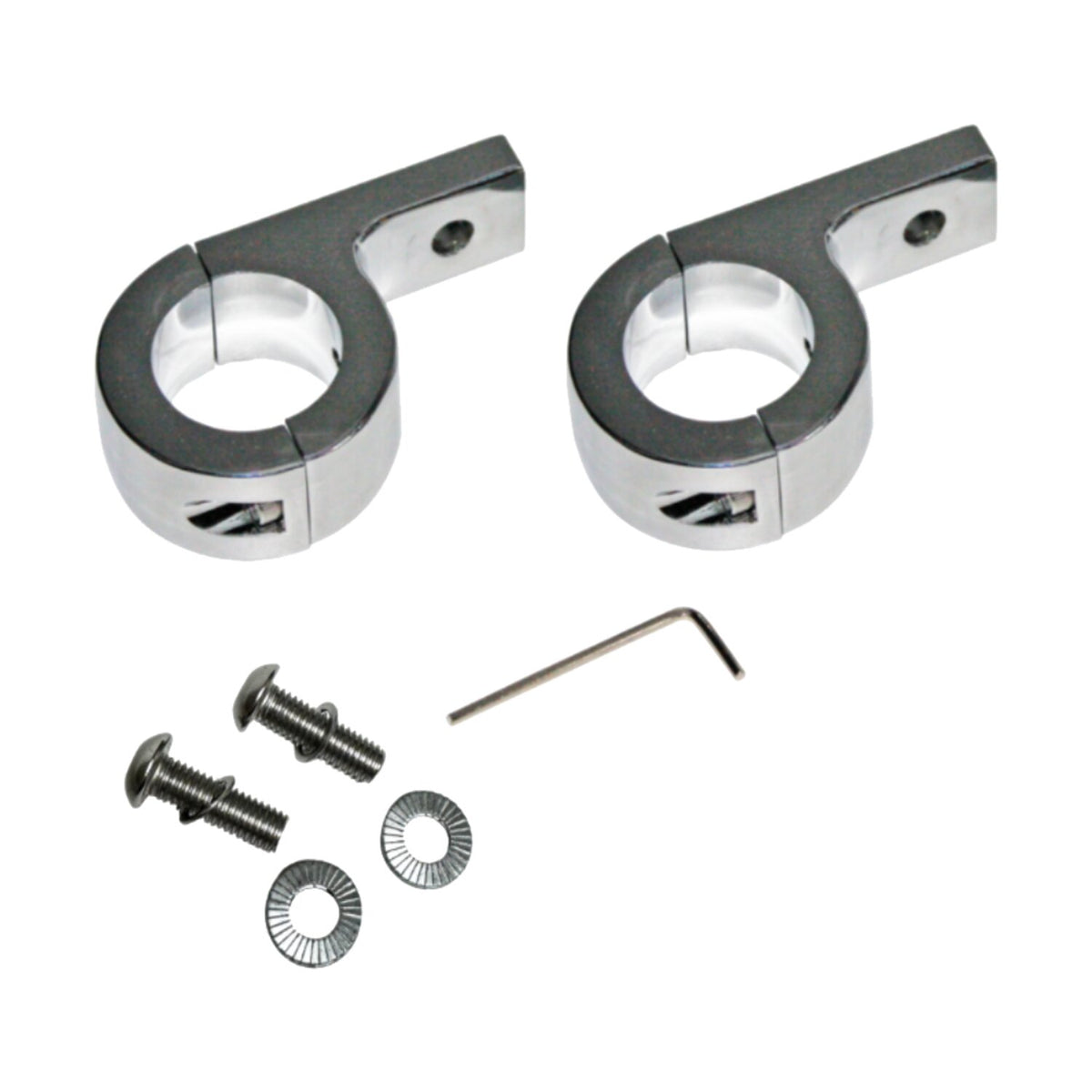 Custom Dynamics engine guard fog lamp clamp set - Chrome