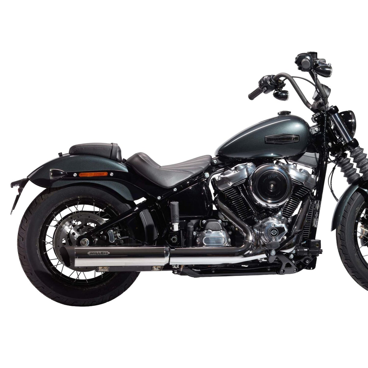Miller Exhaust Miller Liberty Slip-On polished End cap SlashCut black