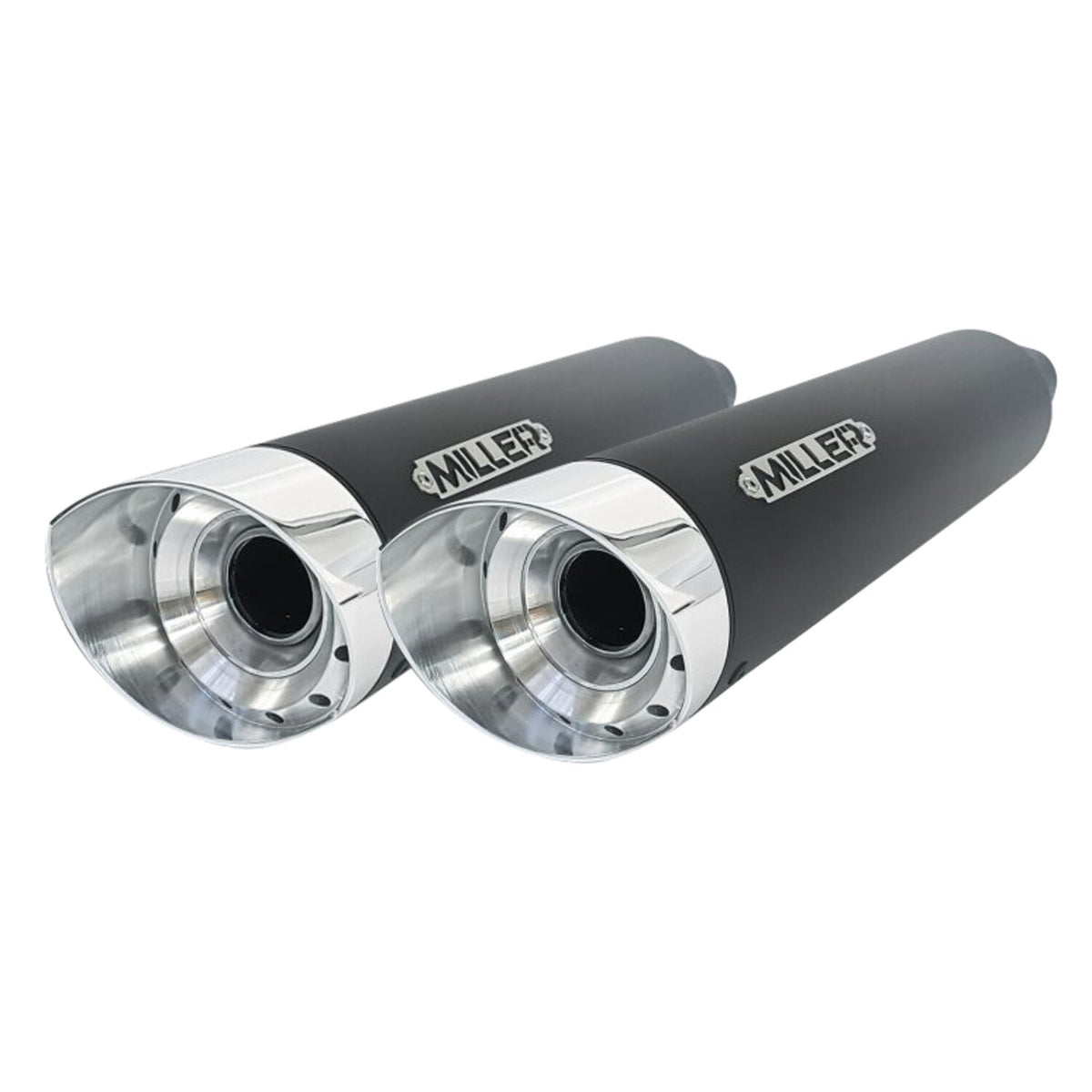 Miller Exhaust Miller Omaha II Slip-Ons black End cap SlashCut polished
