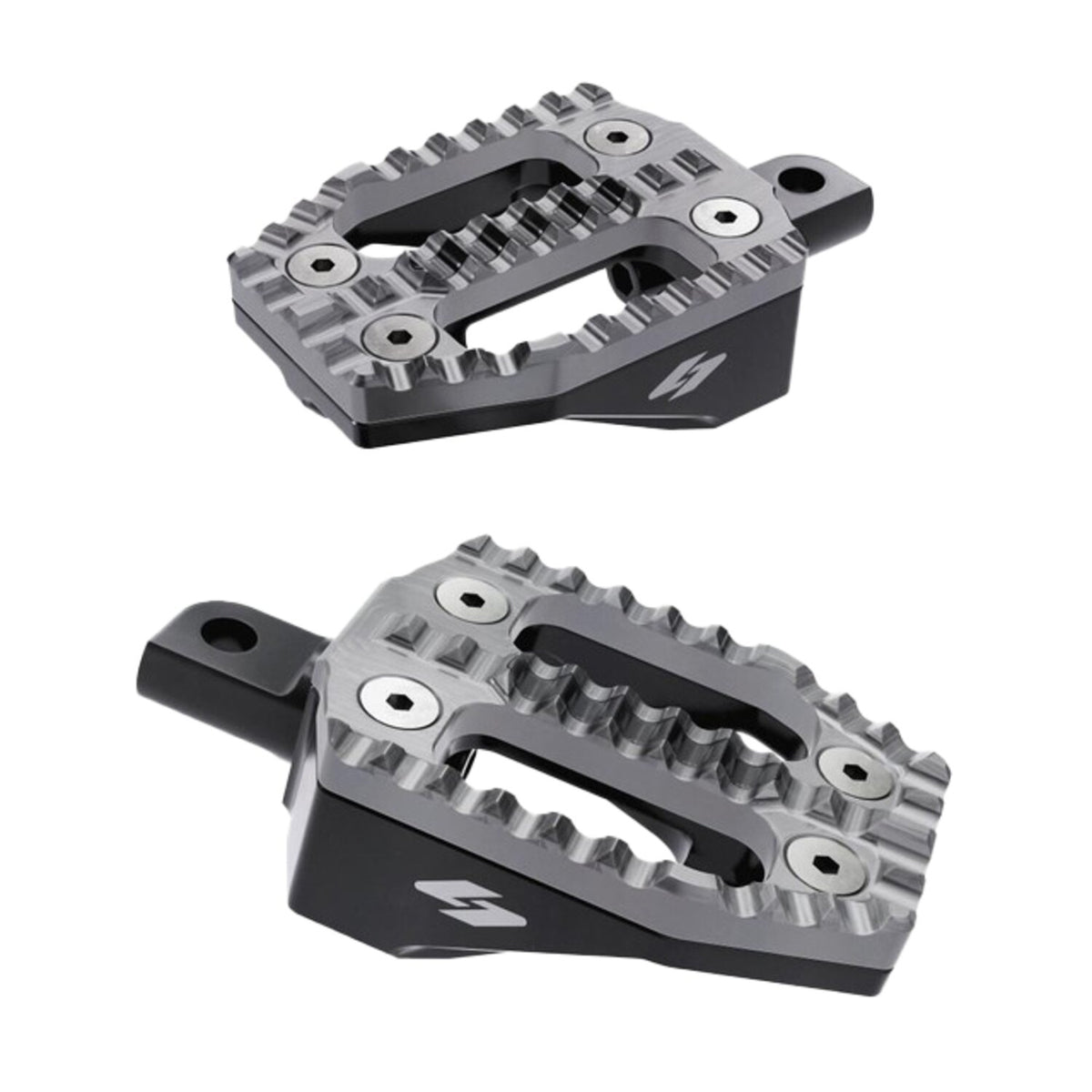 Kraus EXO foot peg set - Machined SS top / Black alu base