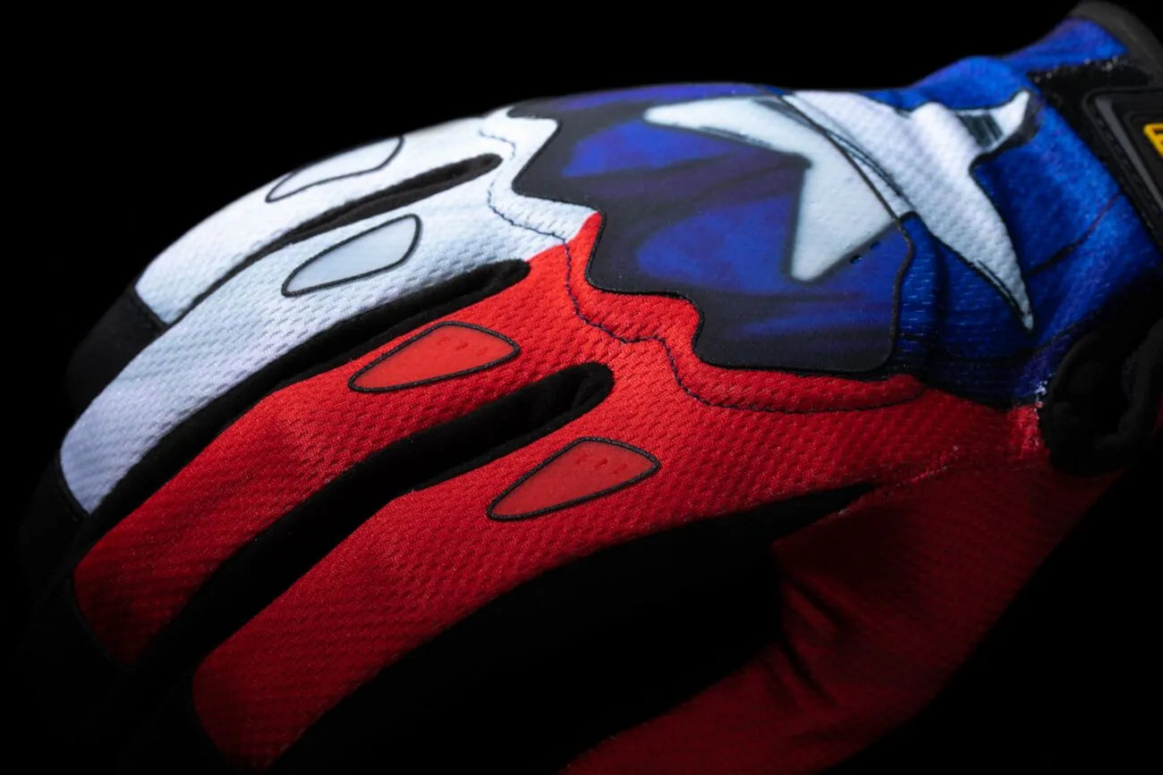 Icon Hooligan™ Ce Tejas Libre Gloves - Black/Blue/Red/White