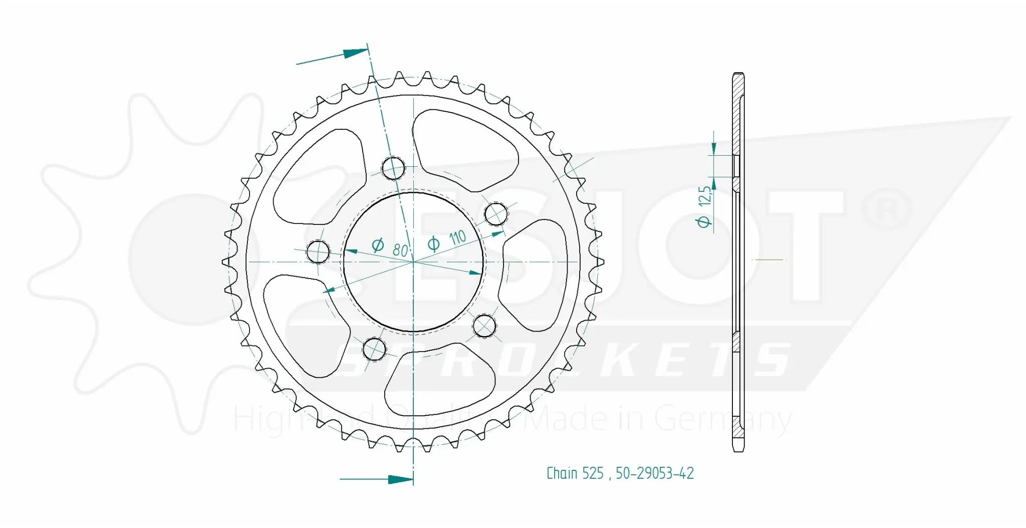 Esjot 525 Rear Sprocket - High-quality Steel