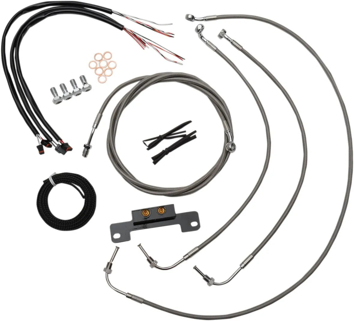 La Choppers Complete Stainless Braided Cable/Brake Line Kit for