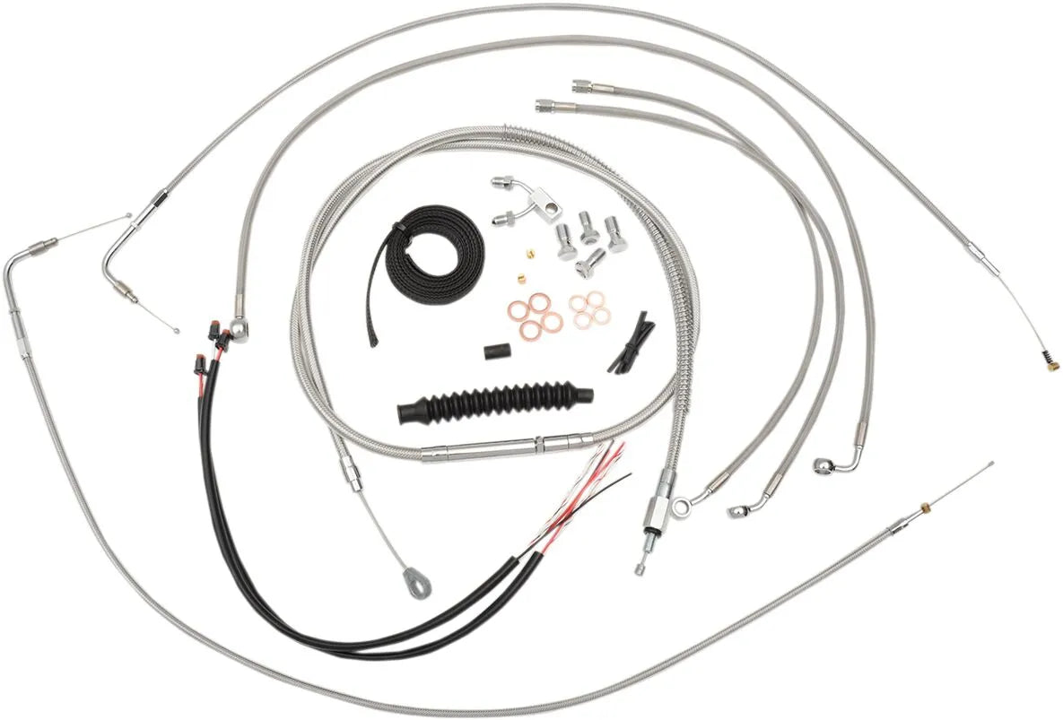La Choppers Complete Stainless Braided Cable/Brake Line Kit for
