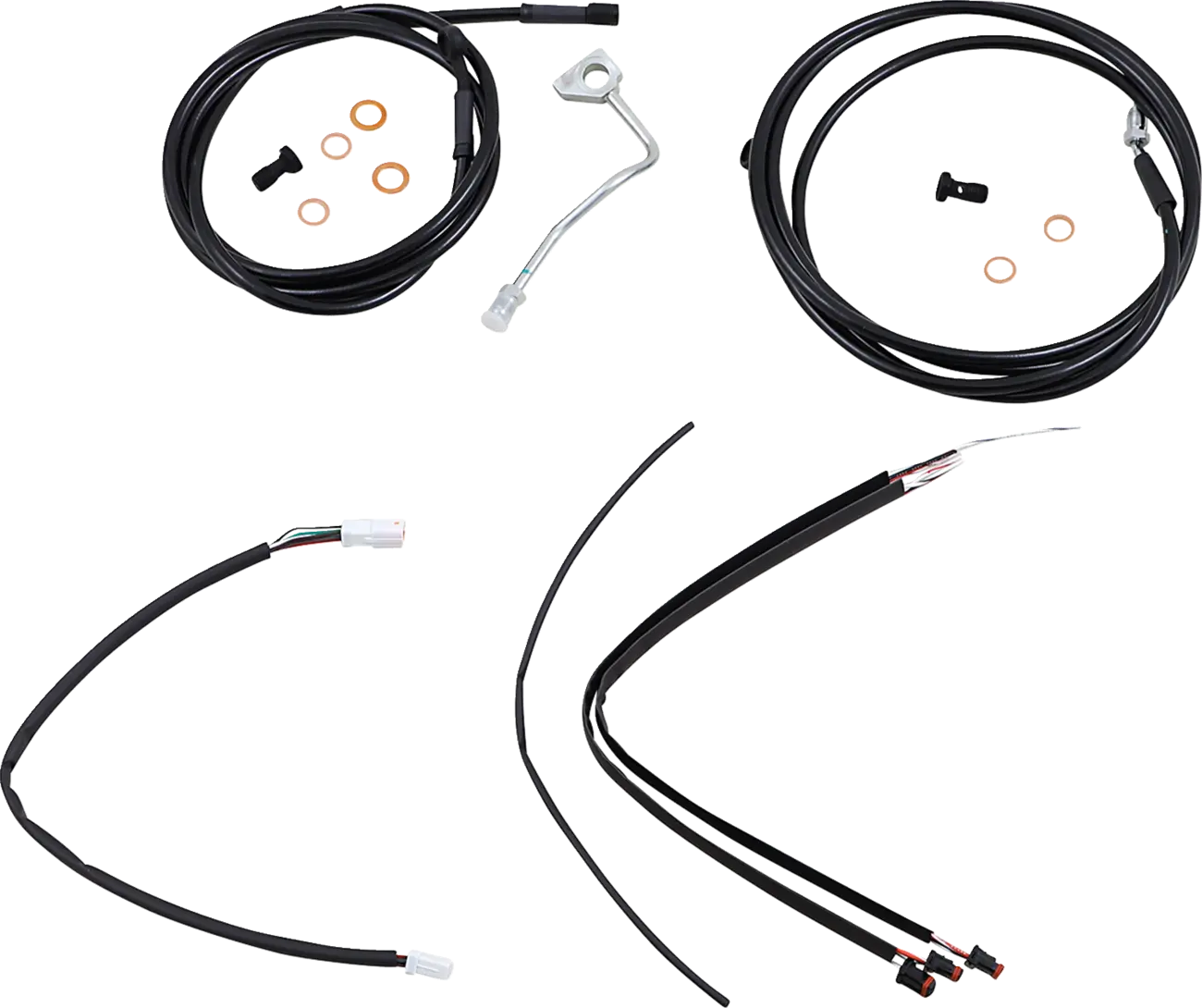 BURLY BRAND Black Vinyl Handlebar Cable/Line Kit for Ape Hangers