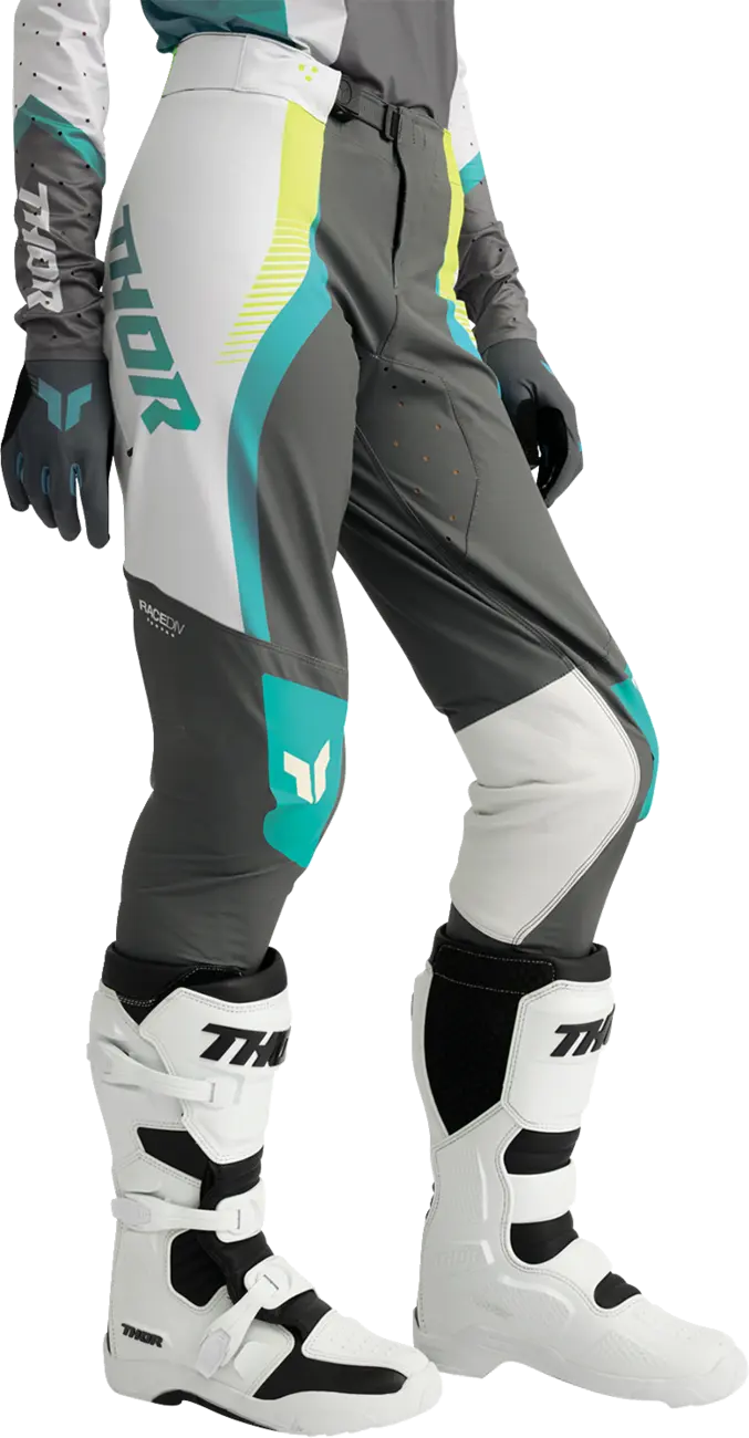 Thor Women's Sportmode Velocity Pants - Gray/White/Fluorescent Yellow/Aqua