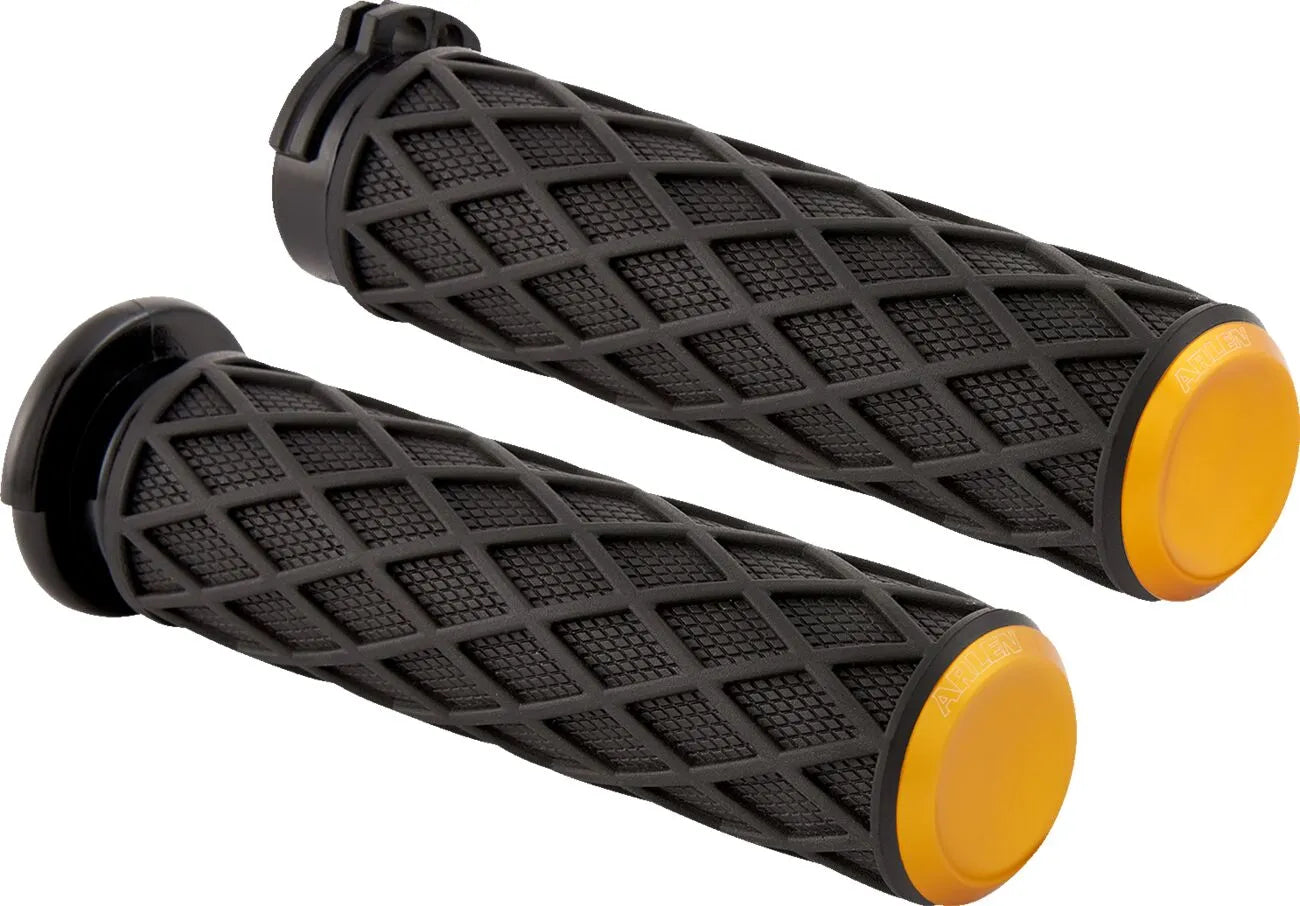 Arlen Ness Diamond Grips - Black/gold