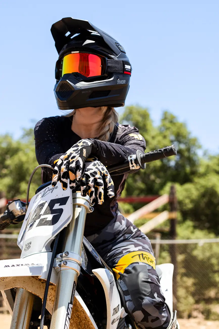 Thor Women's Sportmode Cheetah Gloves - Black/Orange/Tan