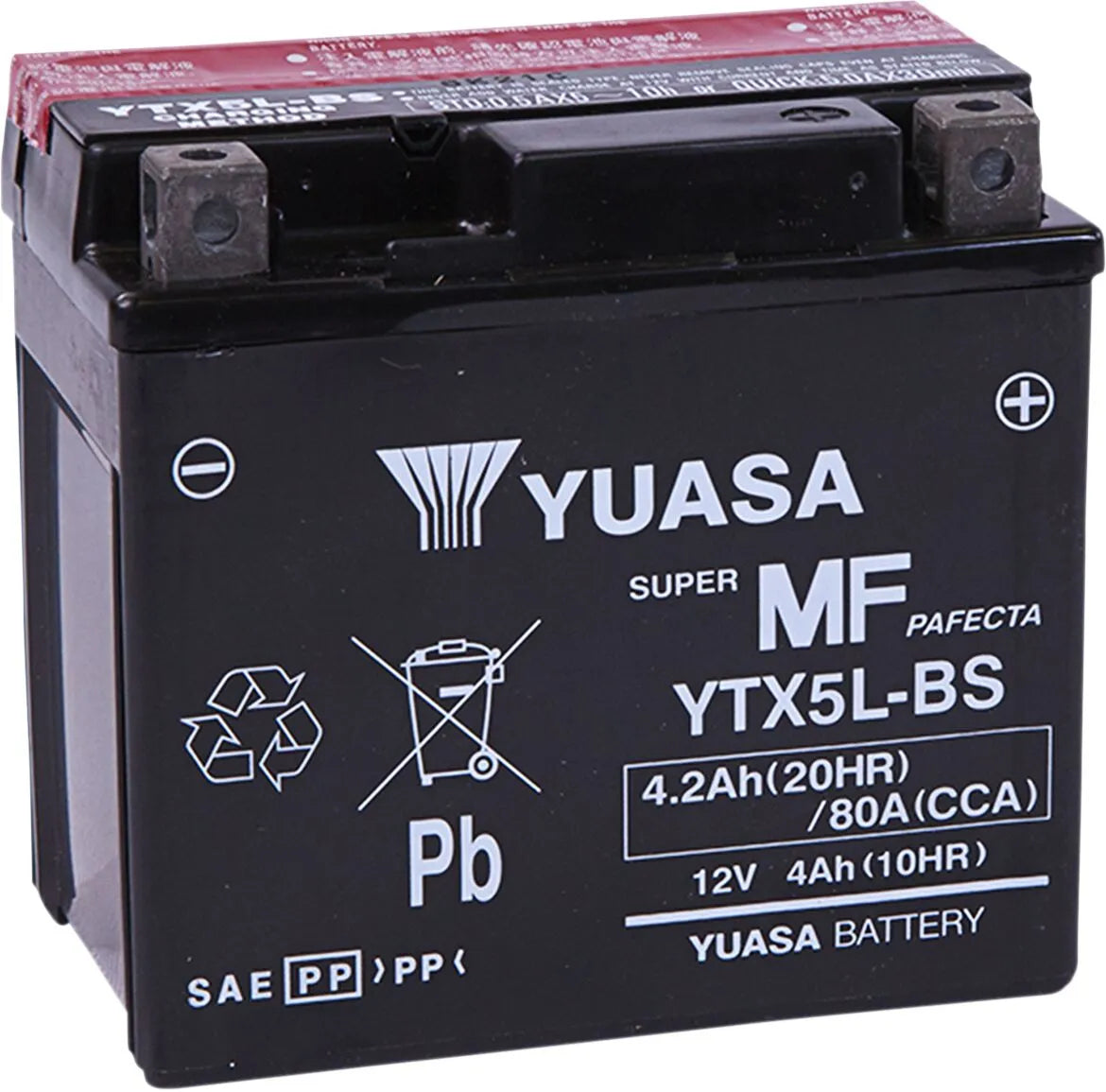 Yuasa YTX5L-BS AGM Battery 80A 4Ah for Yamaha Honda Suzuki