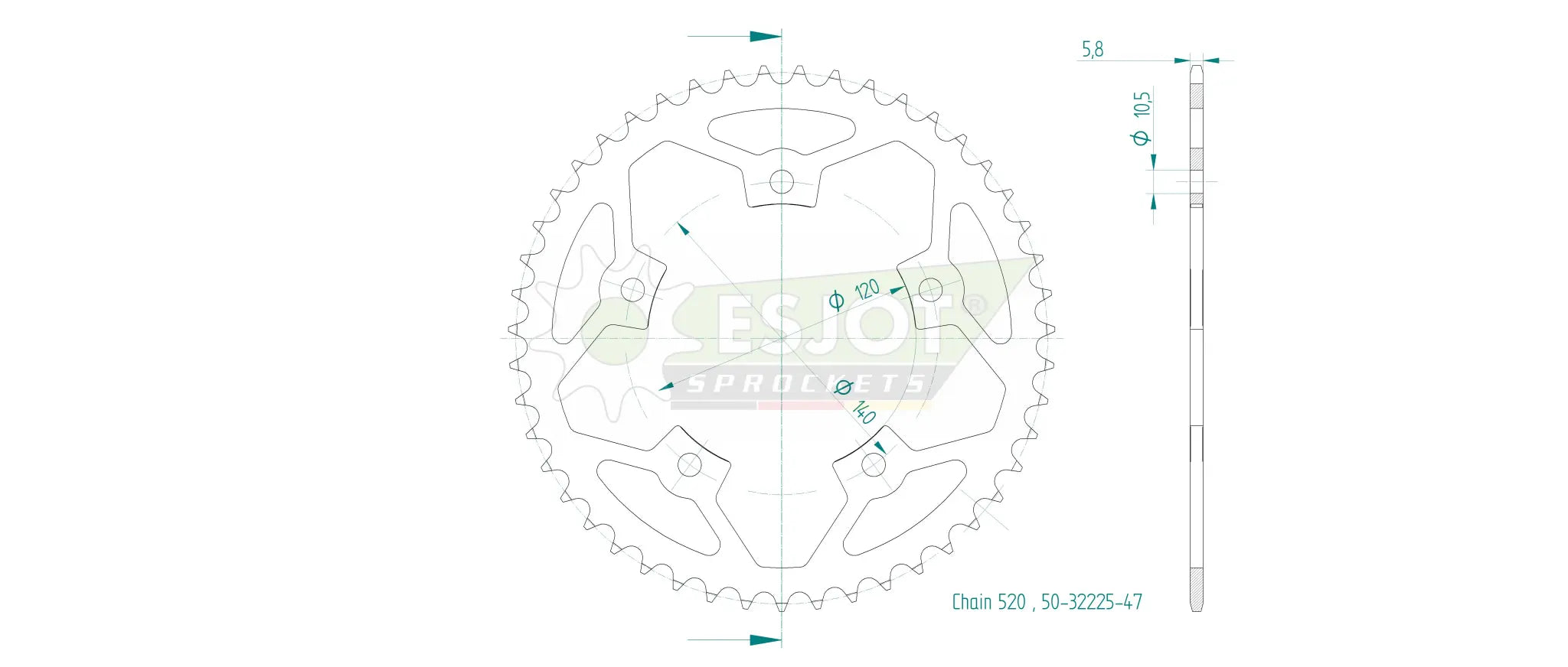 Esjot 520 Sprocket Rear - High-quality Steel