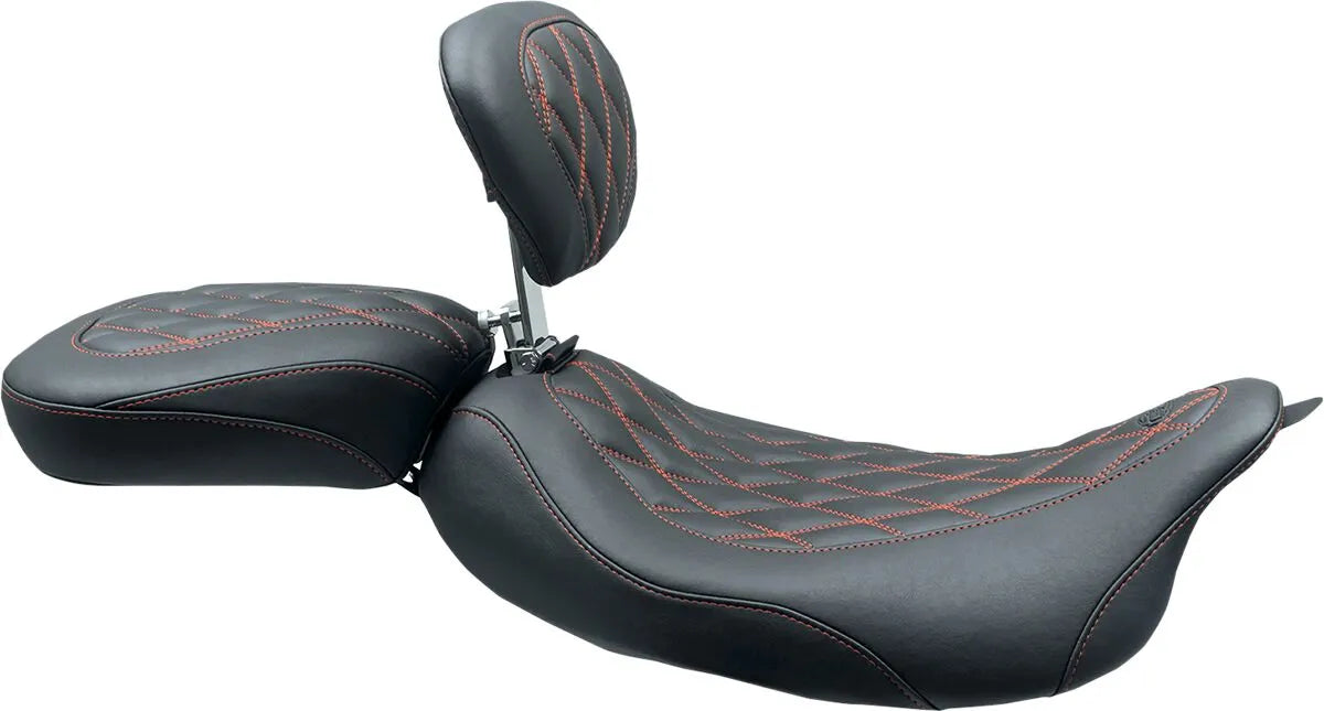 Mustang Wide Tripper Solo Seat With Backrest - For Harley Davidson