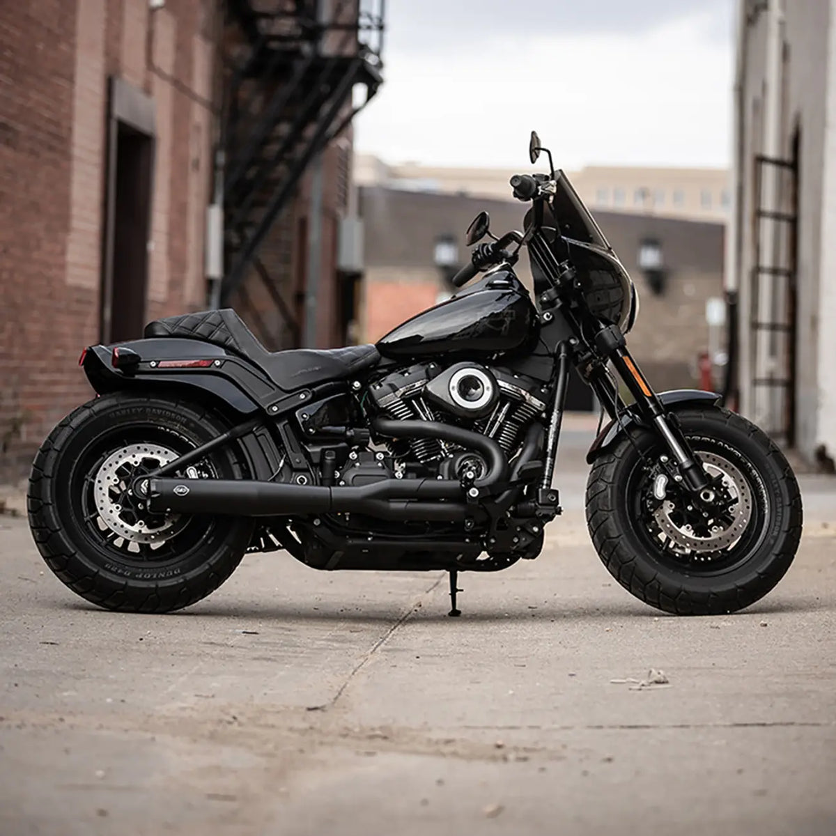 S&S Cycle Super Street 2-into-1 Exhaust Black for HD Softail