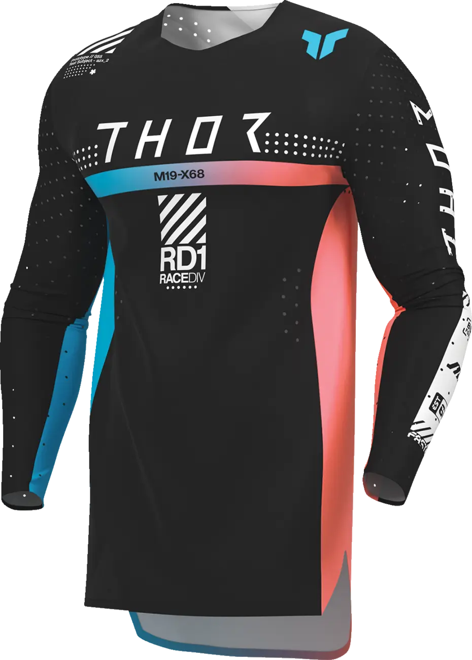 Thor Sportmode Synth Jersey - Black/White/Turquoise/Coral
