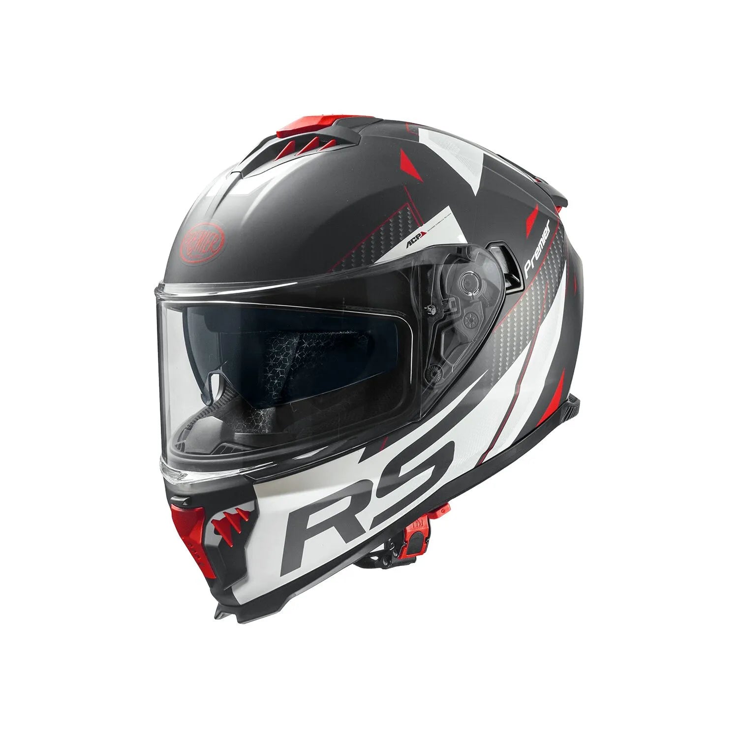 Premier Helmets Typhoon Full Face Helmet Matte Red White Gray