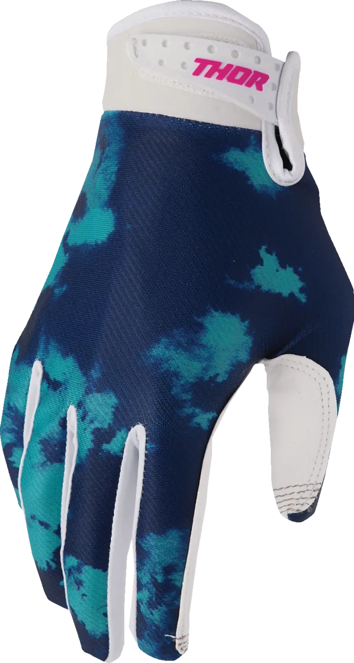 Thor Youth Launchmode Bleach Gloves - Aqua/White