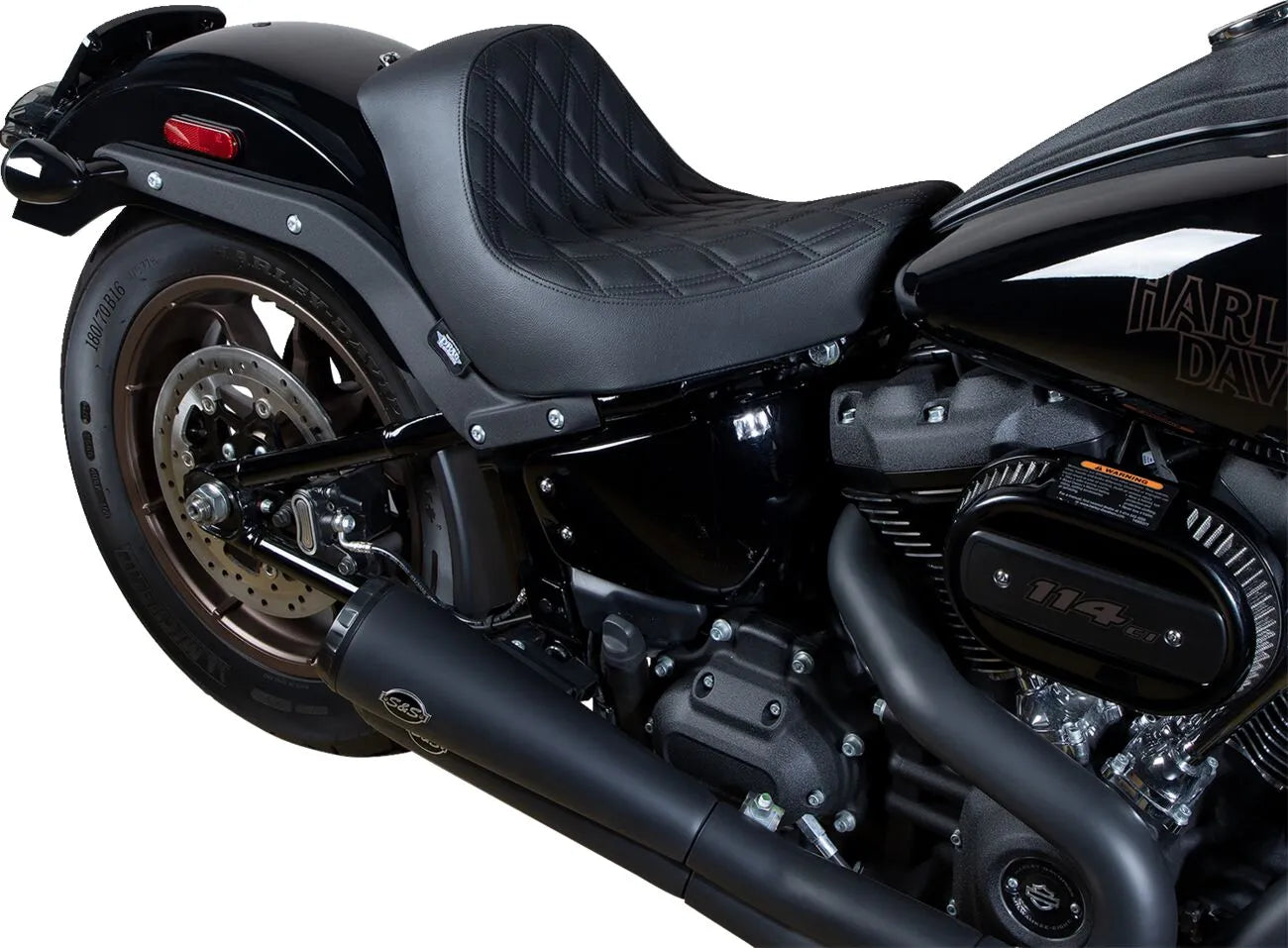 Drag Specialties Solo Seat - Black Vinyl - For Harley Davidson