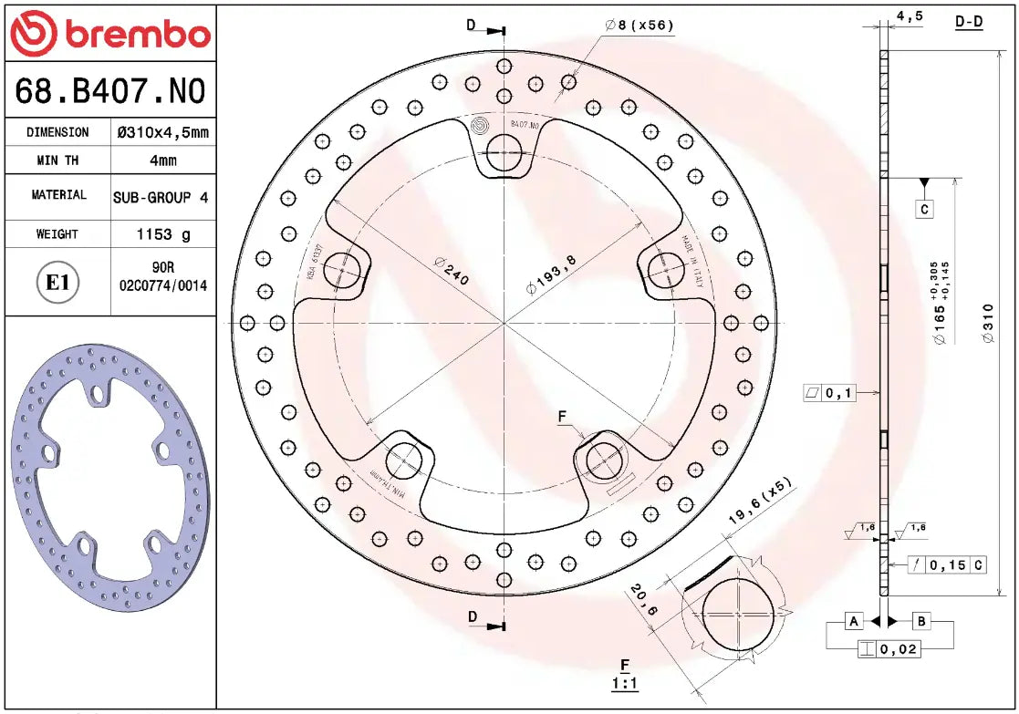 Brembo Serie Oro Prime Line Fixed Brake Rotor