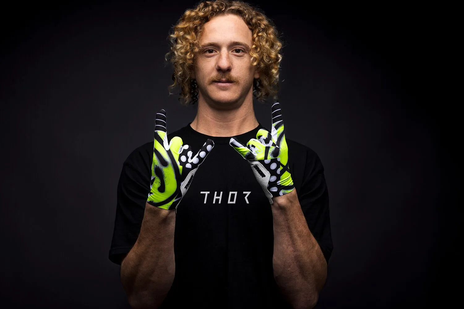 Thor Sportmode Anarchy Motorcycle Gloves - Black/Green/White