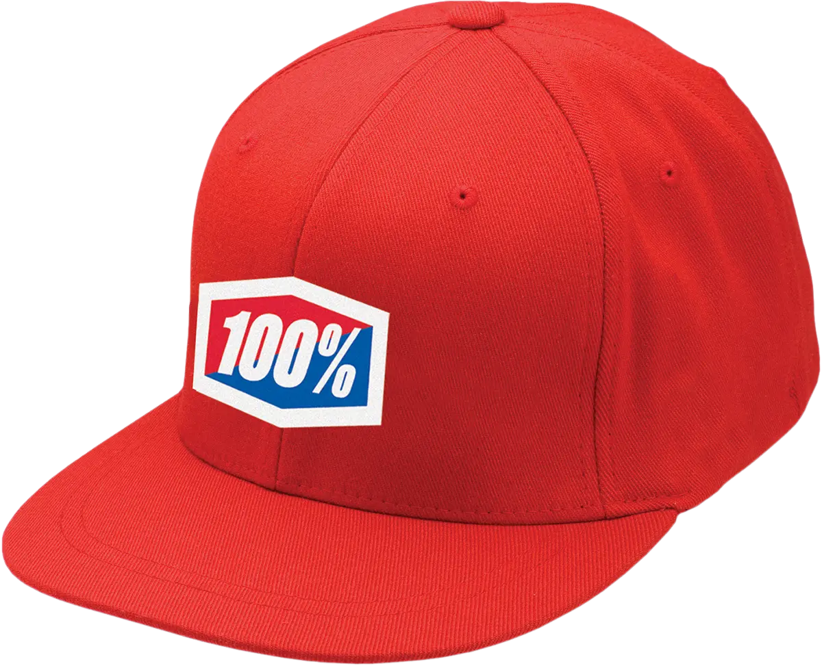 100% Essential Flexfit Flat Bill Hat Red