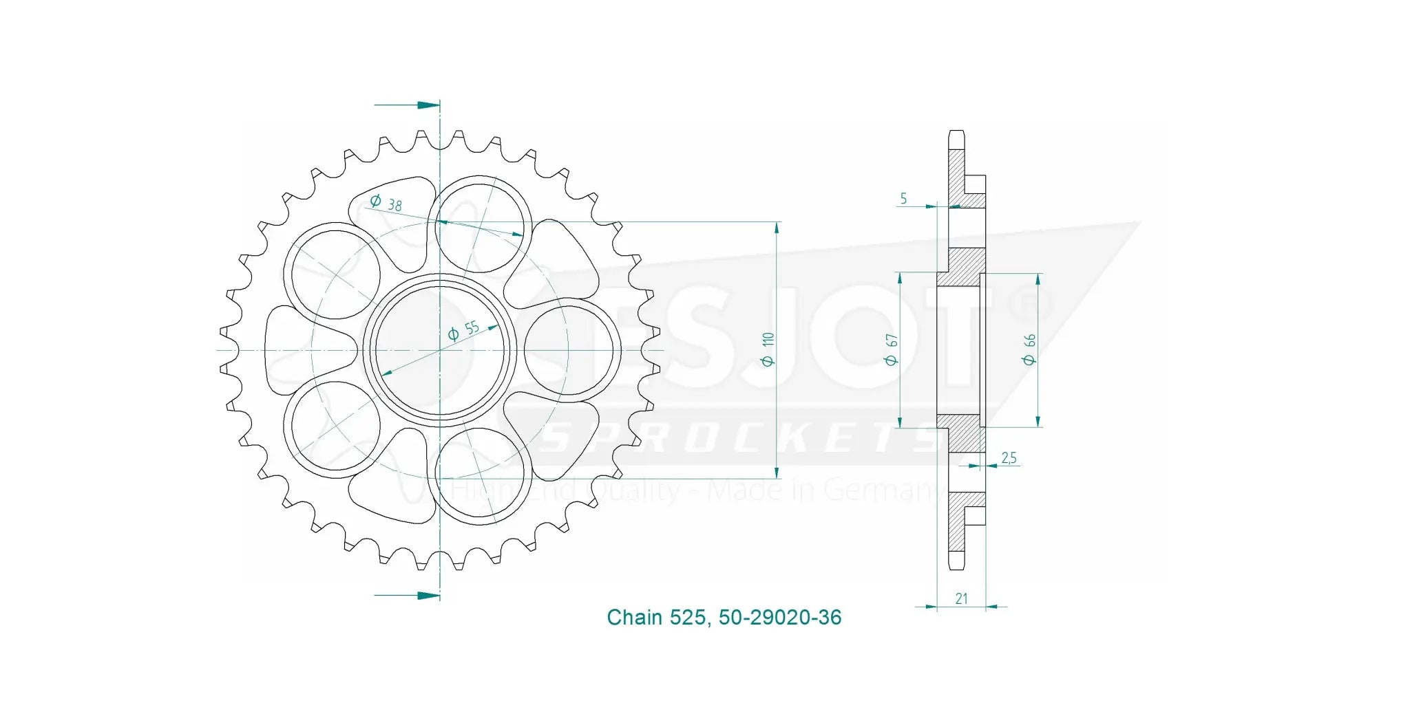 Esjot 525 Rear Sprocket - High-quality Steel