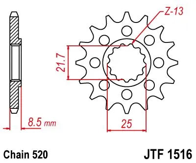 Jt Sprockets Front Sprocket - 520 Chain, 16 Tooth