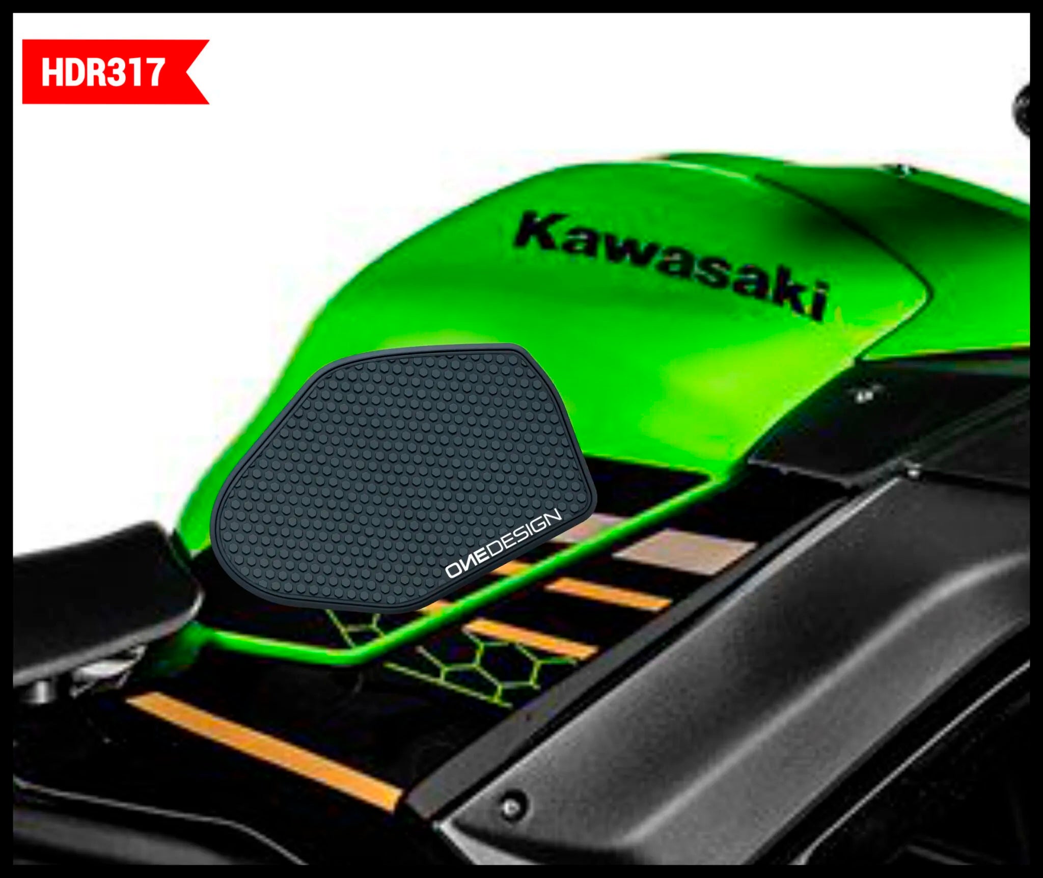 Onedesign Tank Grip For Kawasaki - Black Resin Tank Pad